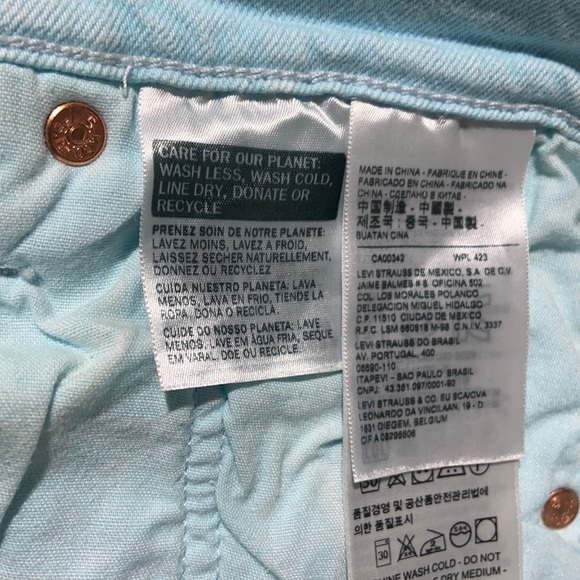 Genuine LEVIS Baby Blue High Rise Button Fly Jeans W 25 L 28. Unfinished Hem. - Picture 9 of 12